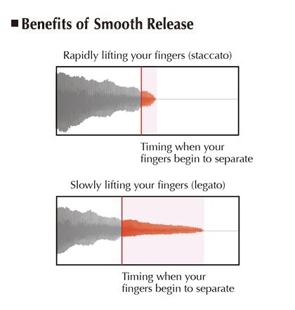 illustration de la technologie smooth release Yamaha utilisée sur les clavinova CLP 600